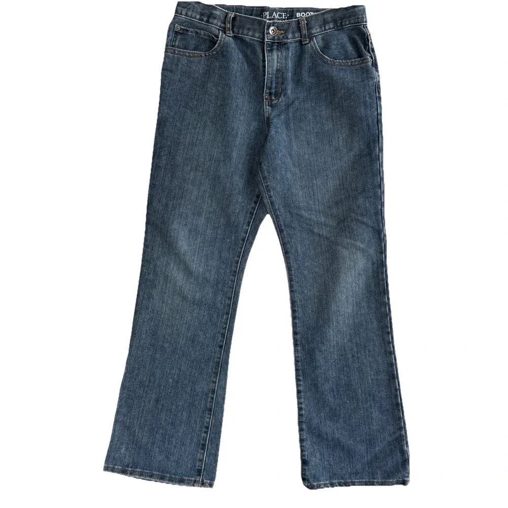 NEW Children's Place Boys Bootcut Denim Jeans Adjustable Waist‎ Husky Size 12